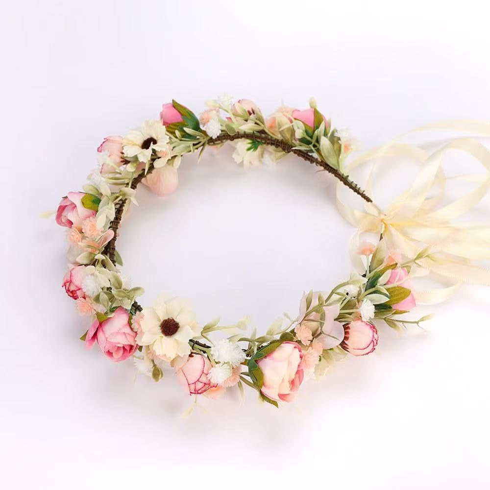 Camellia Flower Crown Rose Headpiece Wedding Bridal Flower Girl Halo Maternity Photo Props FL-03