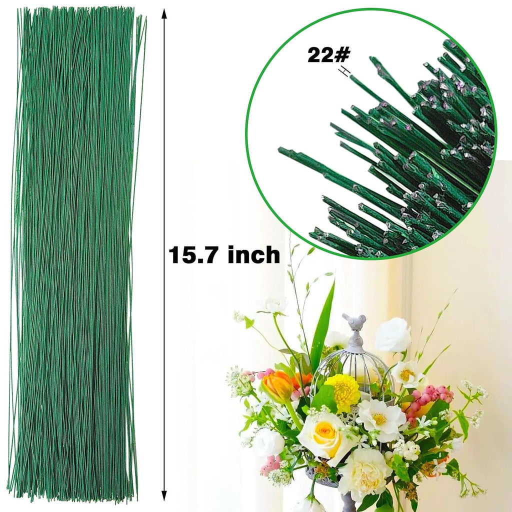 300 PCS 22 Gauge Floral Flower Stem Wire,16 Inches Floral Stem Wire Flower Arran