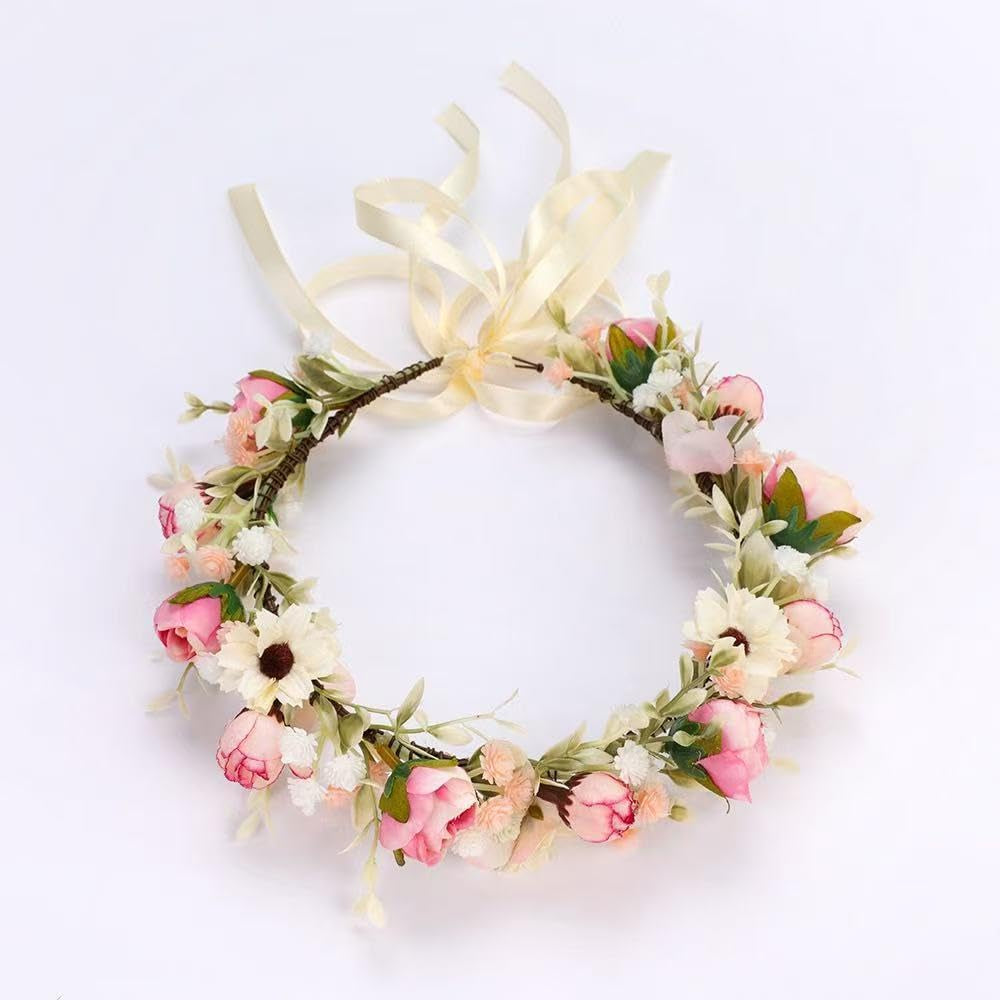 Camellia Flower Crown Rose Headpiece Wedding Bridal Flower Girl Halo Maternity Photo Props FL-03