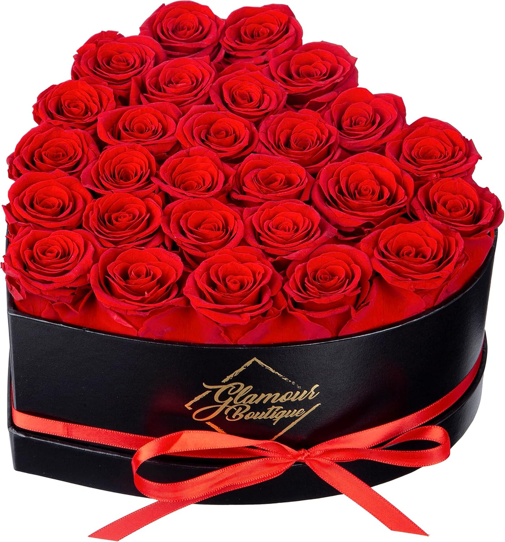27 Rosas Preservadas En Una Caja De Corazón, Flores Preservadas, perfectas Para Navidad