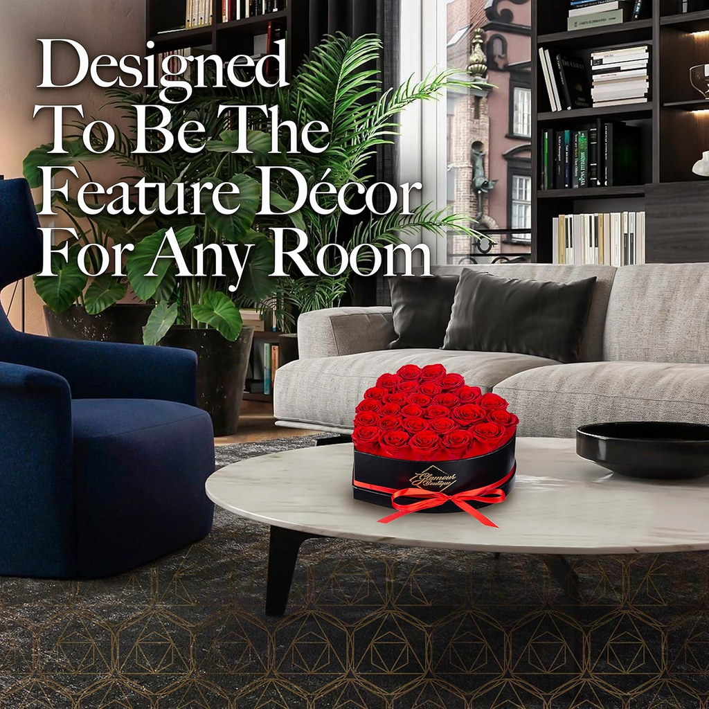 27 Rosas Preservadas En Una Caja De Corazón, Flores Preservadas, perfectas Para Navidad